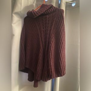 Purple Reign: Majestic Sweater Poncho with Cow Neck